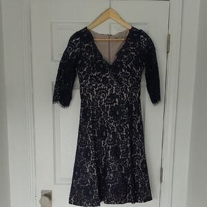 Eliza J Navy Lace Long Sleeve Dress
